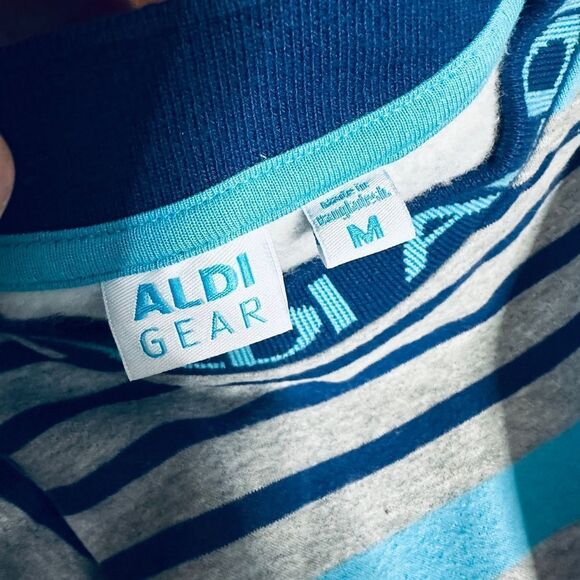 Aldi Gear Unisex Striped Rainbow Logo Two Piece CrewnSweatshirt Jogger Pants Set - Picture 4 of 10